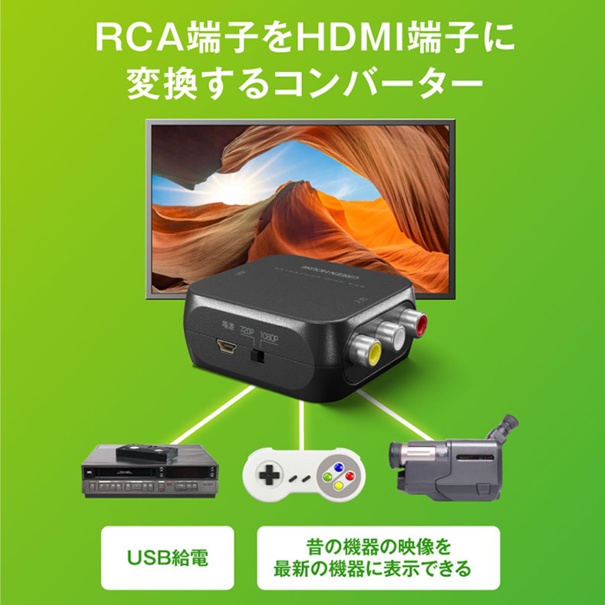 Amazon | グリーンハウス RCA to HDMI コンバーター コンポジット 4K